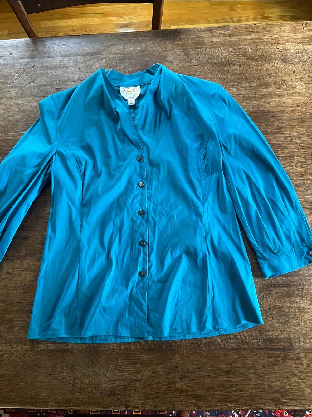 Talbots Teal Button-Front Blouse